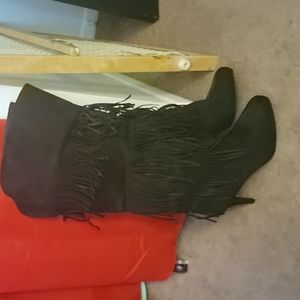 Fringe black boots size 12ww